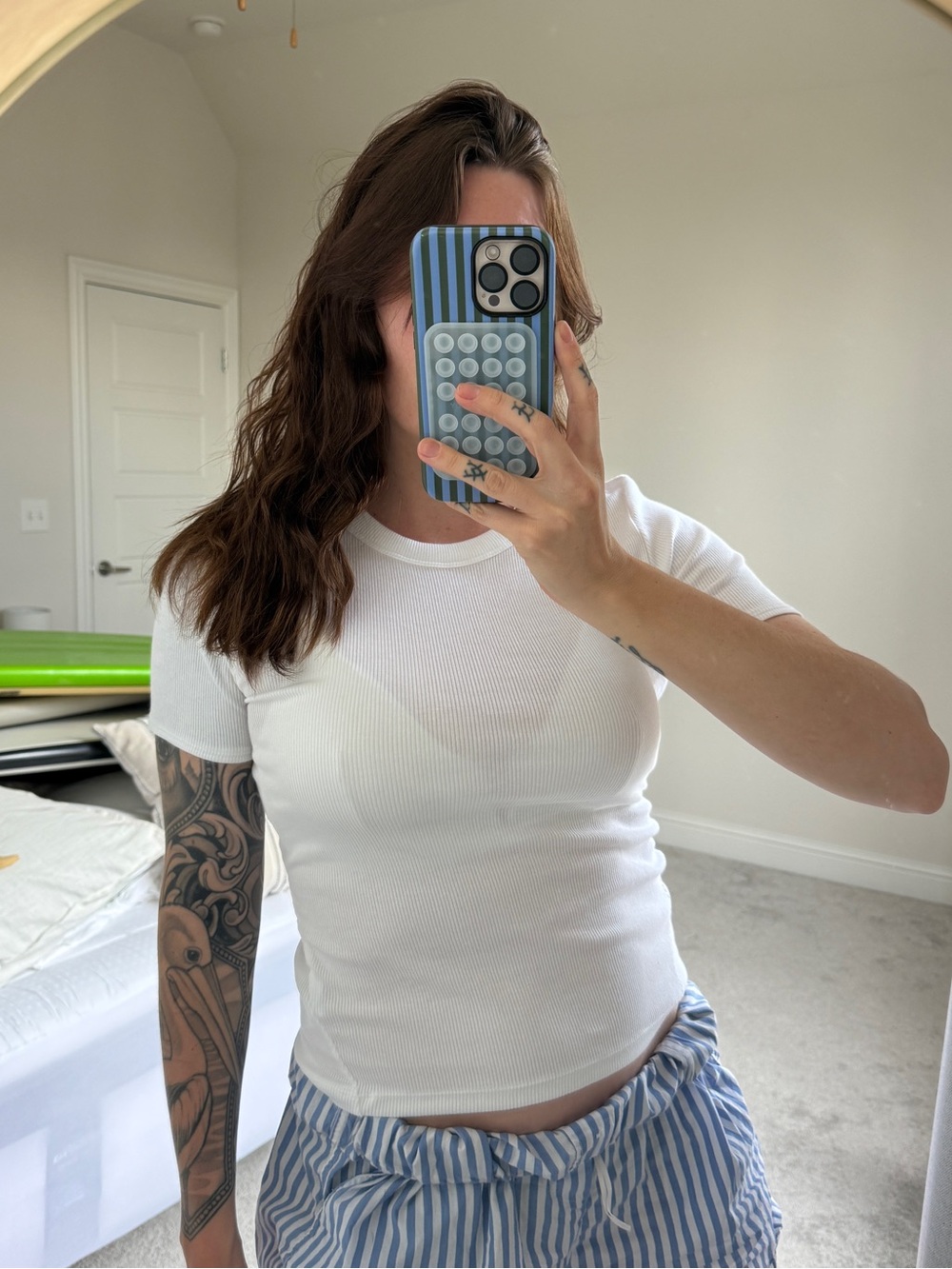 rag & bone White Ribbed Short-Sleeve Crew Tee